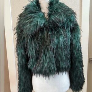 Women's Emerald Green Faux Fur Teddy Jacket - Luxe Short Coat